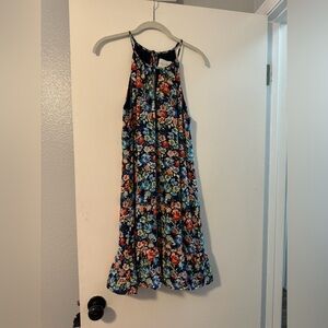 Charles Henry Floral Sleeveless Keyhole Dress